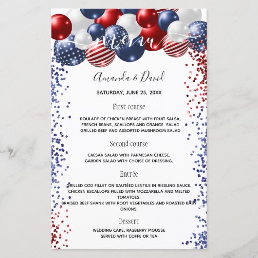 Paardenmenu rood-witte ballonnen (Voorkant)