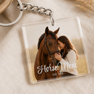 Paardenmoeder moderne script foto sleutelhanger