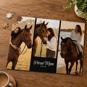 Paardenmoeder Opgericht Script Zwart 3 Foto Legpuzzel