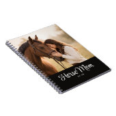 Paardenmoeder Opgericht Zwarte Moderne Script Foto Notitieboek (Rechterzijde)