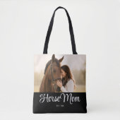 Paardenmoeder Opgerichte Script Zwart Foto Tote Bag (Voorkant)