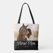 Paardenmoeder Opgerichte Script Zwart Foto Tote Bag (Achterkant)