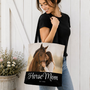 Paardenmoeder Opgerichte Script Zwart Foto Tote Bag