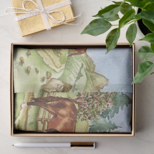 Paardenmoeder Waterverf landschap Tissuepapier (Geschenk)