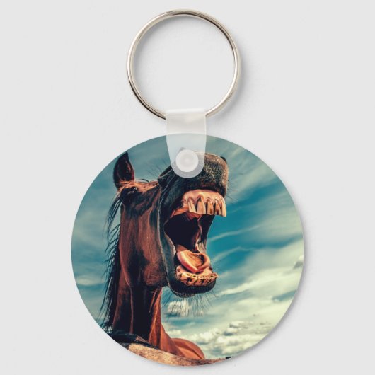 Paardenmond Teth Neigh Wild Horse Animal Sleutelhanger (Voorkant)
