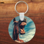 Paardenmond Teth Neigh Wild Horse Animal Sleutelhanger (Voorkant)