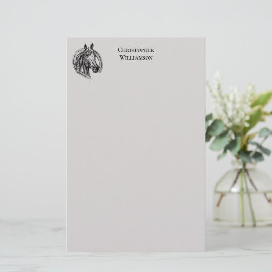  paardenmonogrammen briefpapier (Staand voorkant)