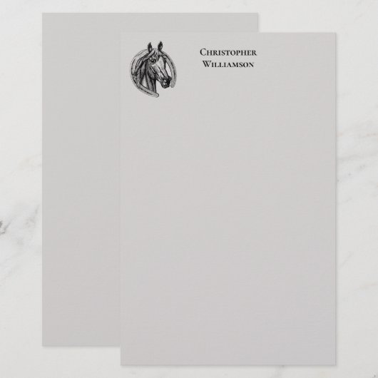  paardenmonogrammen briefpapier (Voorkant / Achterkant)