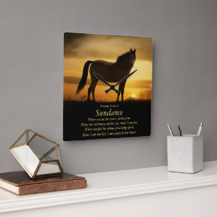 Paardenmonument Paard naam vierkant wandklok