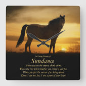 Paardenmonument Paard naam vierkant wandklok (Voorkant)