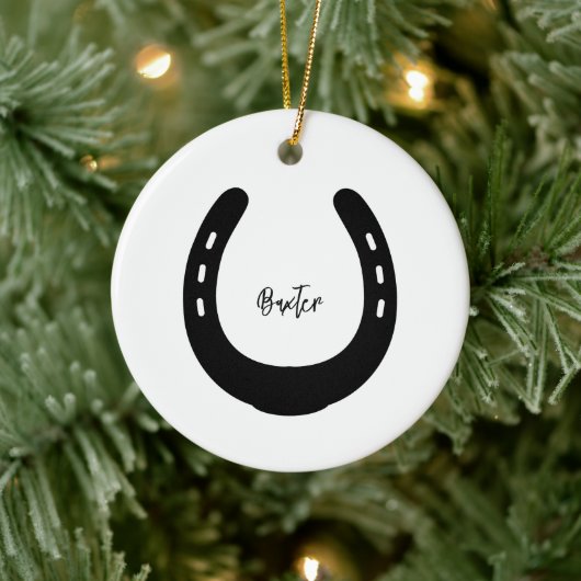 Paardennaam FOTO Hoefijzer Keepsake Pet Memorial Keramisch Ornament (Boom)