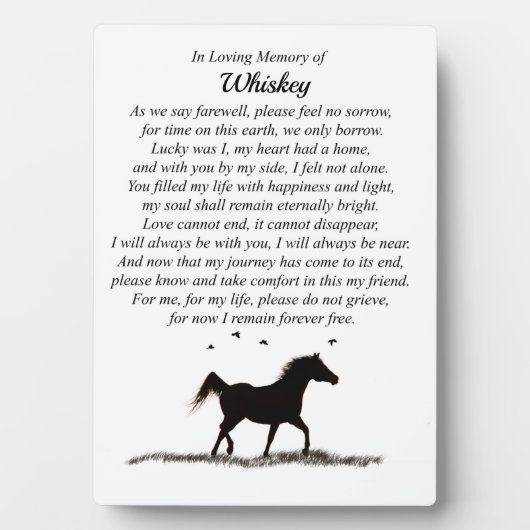 Paardennaam Memorial Minimalist Spiritueel Fotoplaat (voorkant)