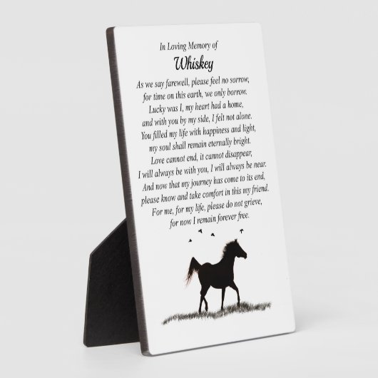 Paardennaam Memorial Minimalist Spiritueel Fotoplaat (Zijkant)