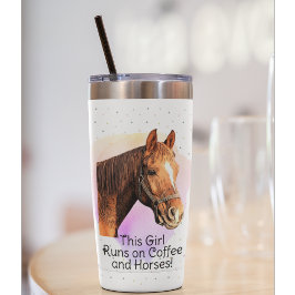 Paardenofferte Koffie Paardensport Roze Schattige  Geïsoleerde Drinkbeker