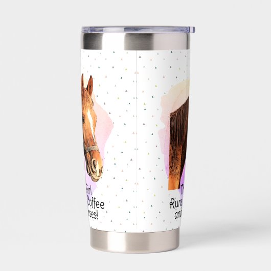Paardenofferte Koffie Paardensport Roze Schattige  Geïsoleerde Drinkbeker (Links)
