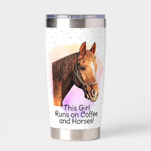 Paardenofferte Koffie Paardensport Roze Schattige  Geïsoleerde Drinkbeker (Achterkant)