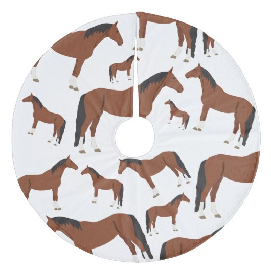 Paardenontwerp Fleece Kerstboom Rok (Voorkant)