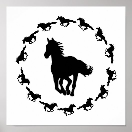 Paardenontwerp Silhouette Poster (Voorkant)