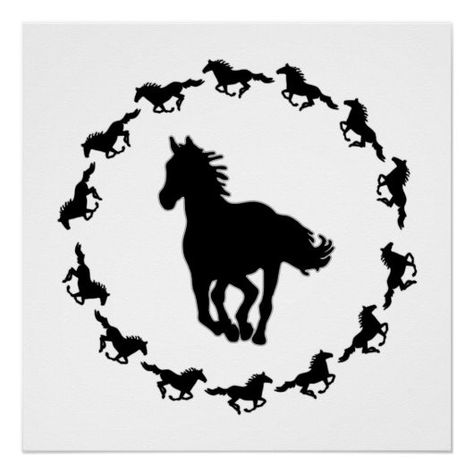 Paardenontwerp Silhouette Poster (Voorkant)