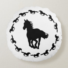 Paardenontwerp Silhouette Rond Kussen