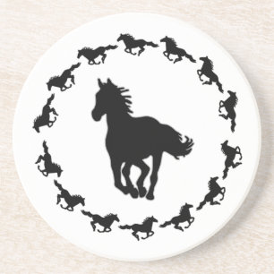Paardenontwerp Silhouette Zandsteen Onderzetter