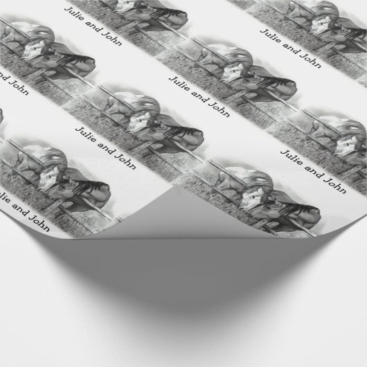 Paardenpaar, Potlood, Westerne bruiloft, Personali Cadeaupapier (Hoek)