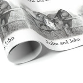 Paardenpaar, Potlood, Westerne bruiloft, Personali Cadeaupapier (Rol Hoek)