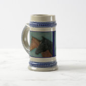 Paardenpaard afbeelding van twee zeer schattige ba bierpul (Voorkant links)