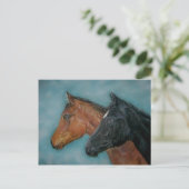 Paardenpaard afbeelding van twee zeer schattige ba briefkaart (Staand voorkant)