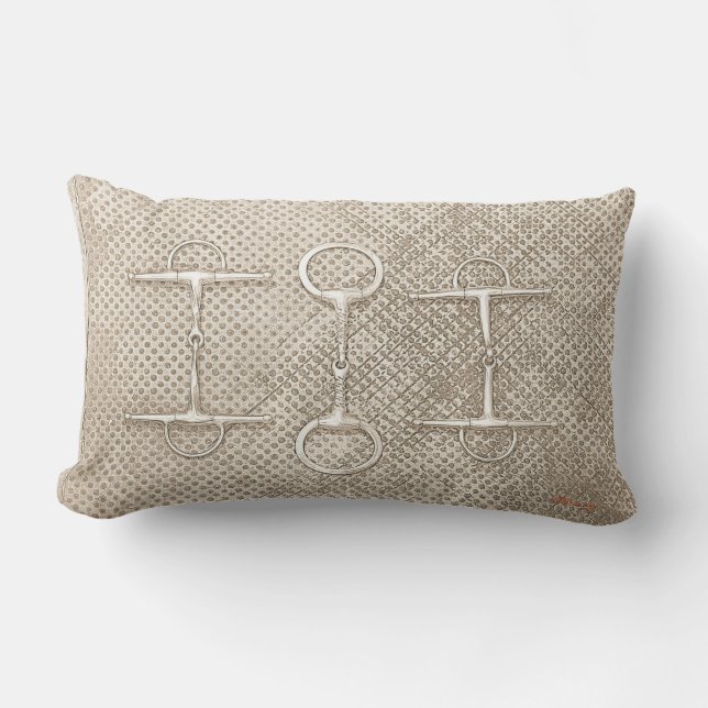 Paardenpaard Bits beige Nuetrals Barn Tack Kussen (Voorkant)