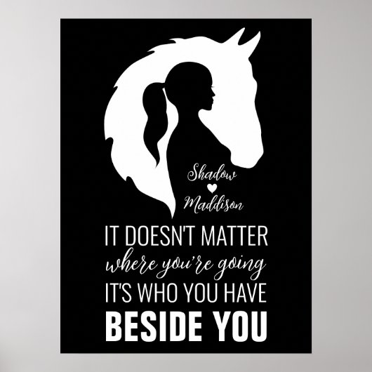 Paardenpaard en paardenliefhebber zwart poster (Voorkant)