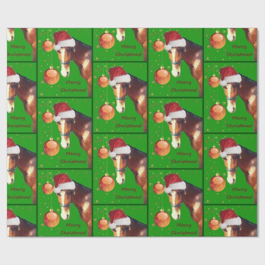 Paardenpaard Kerstmis Cadeaupapier (Vlak)