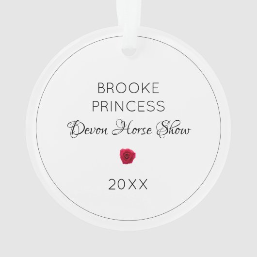 Paardenpaard Show Jumper Silhouet NAAM Rozen Ornament (achterkant)