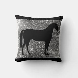 Paardenpaard Sierkussen in Zwart & Zilver Sparkle
