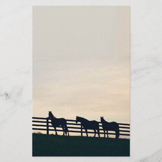 Paardenpaarden aan de Pasture Fence Briefpapier (Voorkant)
