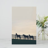 Paardenpaarden aan de Pasture Fence Briefpapier (Staand voorkant)