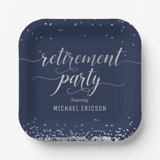 Paardenpapier Bord Elegant Silver, marine (Voorkant)