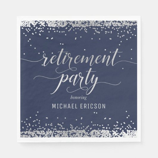 Paardenpapier Napkin Elegant Silver, marine Servet (Voorkant)