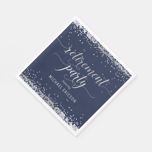 Paardenpapier Napkin Elegant Silver, marine Servet (Hoek)