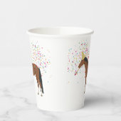 Paardenparkdieren met een partij papieren bekers (Links)