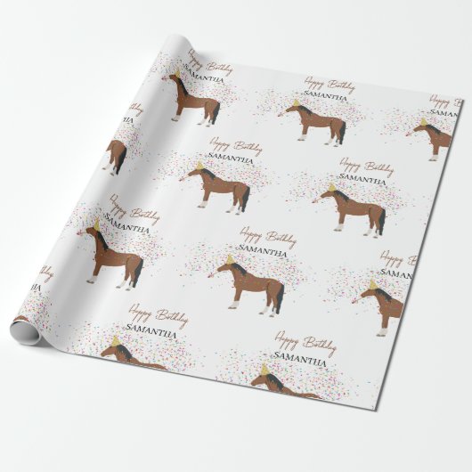 Paardenpartende landbouwhuisdieren Aangepaste naam Cadeaupapier (Uitgerold)