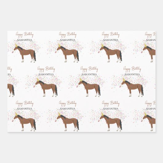 Paardenpartende landbouwhuisdieren Aangepaste naam Inpakpapier Vel (Voorkant)