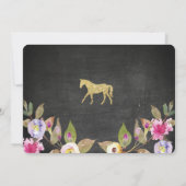 Paardenpartij Floral Chalk Pony roze uitnodiging (Achterkant)