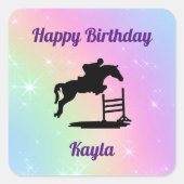 Paardenpastel Show springen Verjaardag Stickers (Voorkant)
