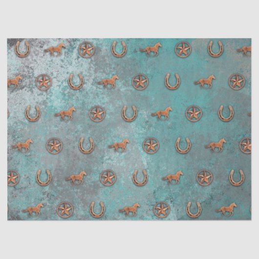 Paardenpatroon (blauw) tissuepapier (Voorkant)