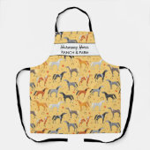 Paardenpatroon en aangepaste tekst voor Lucky Hoef Schort (Voorkant)