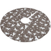 Paardenpatroon in Bruine Boomrok Kerstboom Rok (Gekanteld)