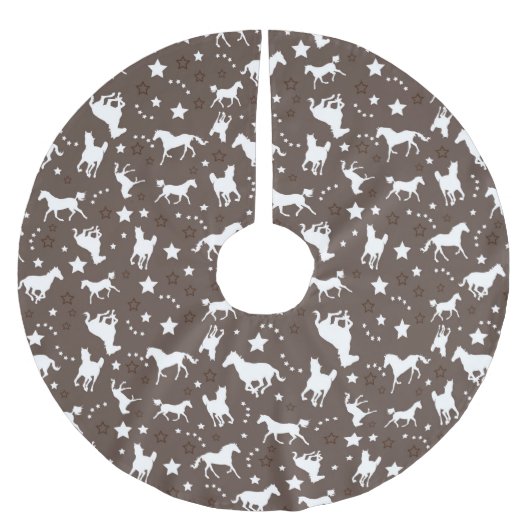 Paardenpatroon in Bruine Boomrok Kerstboom Rok (Voorkant)