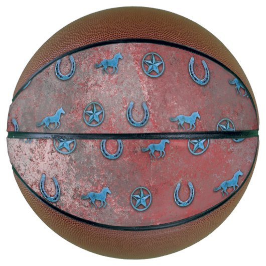 Paardenpatroon (rood, wit en blauw) basketbal (Voorkant)