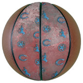 Paardenpatroon (rood, wit en blauw) basketbal (Verticaal)